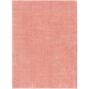 Rainbow Chroma Glam Solid Light Pink 5 ft. 3 in. x 7 ft. 3 in. Multi-Textured Shimmer Pile Shag Area Rug