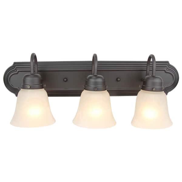 Unbranded Monica 24 in. 3-Light Dark Brown Vanity Light with Alabaster Glass Shade