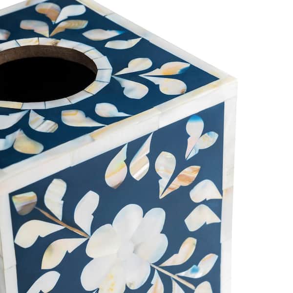 GAURI KOHLI Jodhpur Mother of Pearl Tissue Box Cover in Blue GK61042 - The  Home Depot