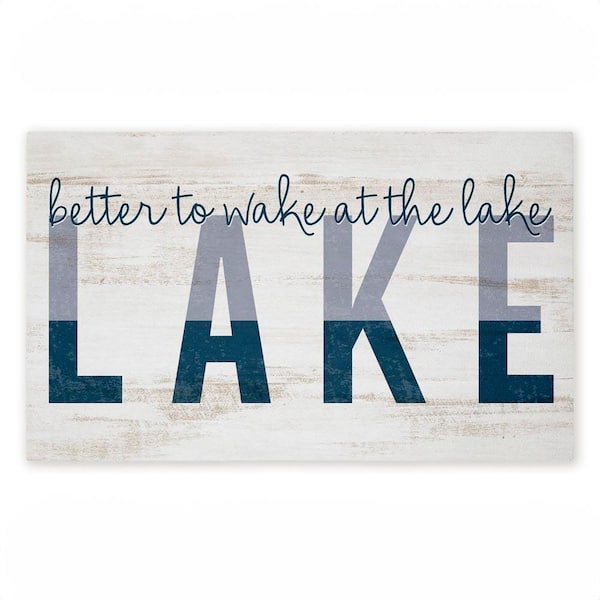 Better To Wake At Lake White 18 in. x 30 in. Polyester Non-Slip Outdoor Door Mat