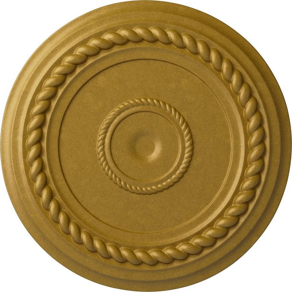 Ekena Millwork 1-1/2 in. x 19-5/8 in. x 19-5/8 in. Polyurethane Alexandria Rope Ceiling Medallion, Pharaohs Gold