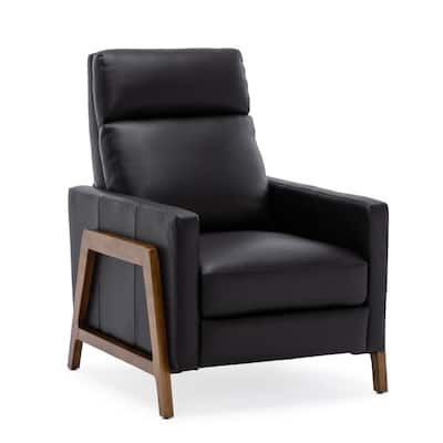 Black Reed Leather Push Back Recliner