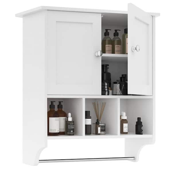 HOMEIBRO Simple Style 23.6 in. W x 8.25 in. D x 65 in. H Bathroom Storage Wall Cabinet in White