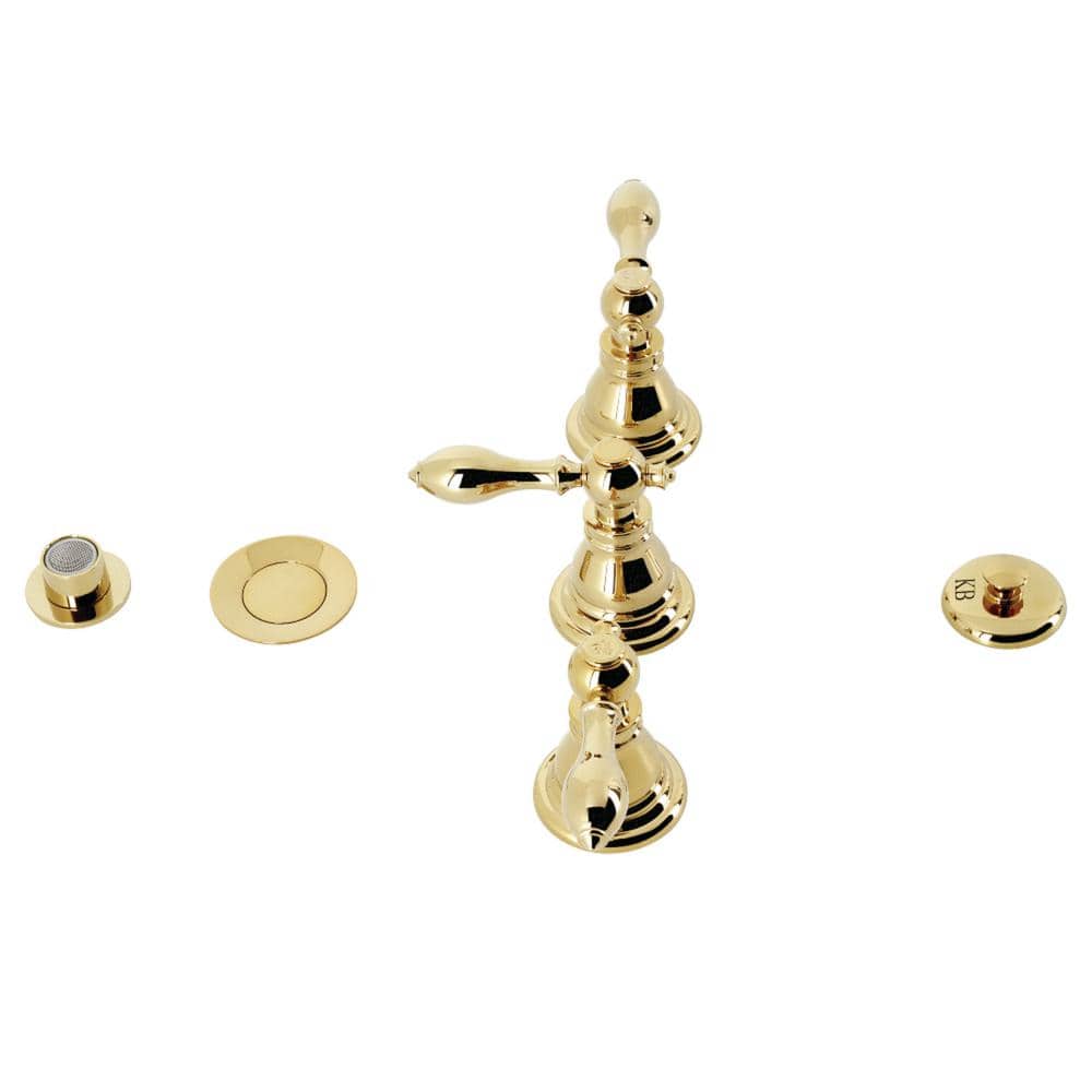 Kingston Brass KB6322LL Legacy 3-Handle Bidet Faucet With Brass Pop-Up, Polished Brass