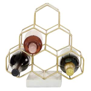 6- Bottle Gold Wine Rack with Marble Base
