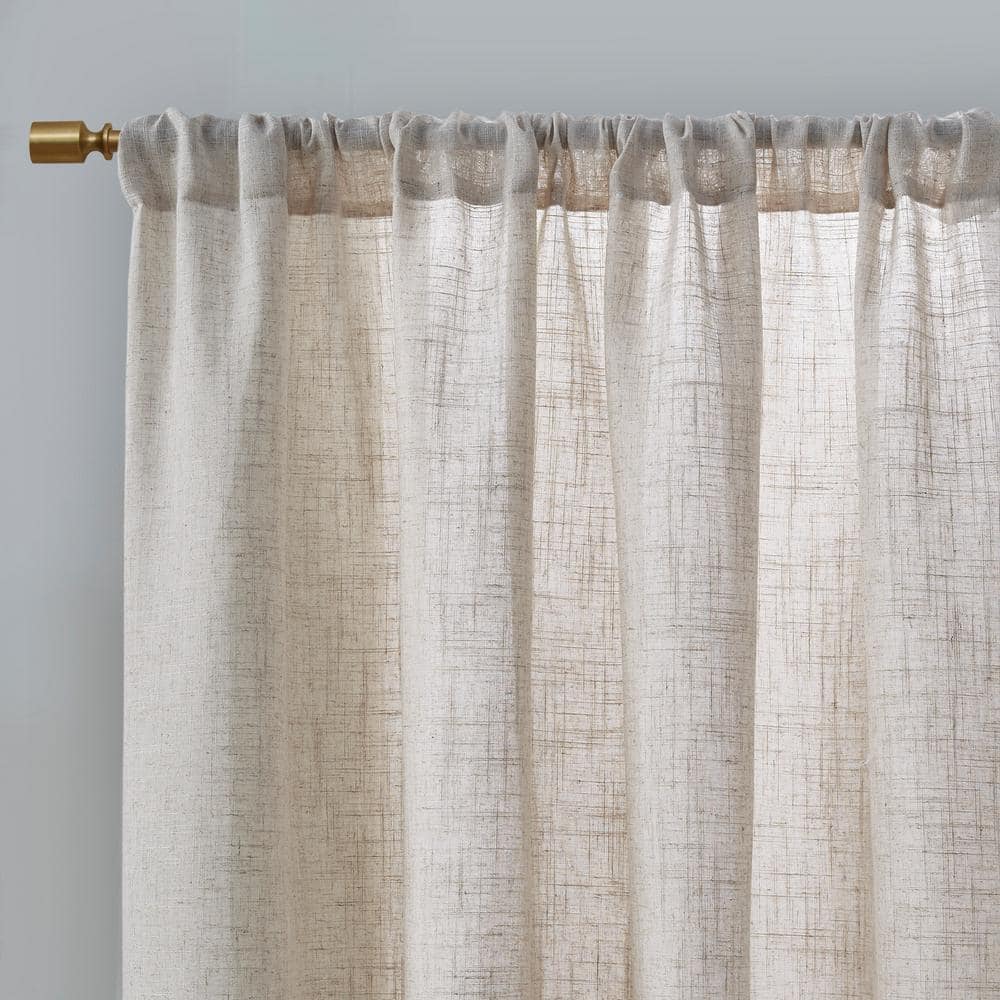 Natural Linen Blend Light Filtering Curtain Panel Pair