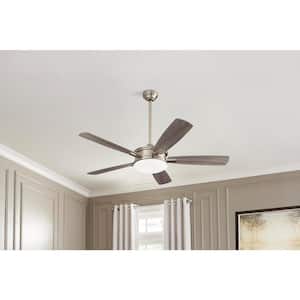 Anselm 54 in. Integrated LED Indoor Brushed Nickel Ceiling Fan with Light Kit and Remote Control