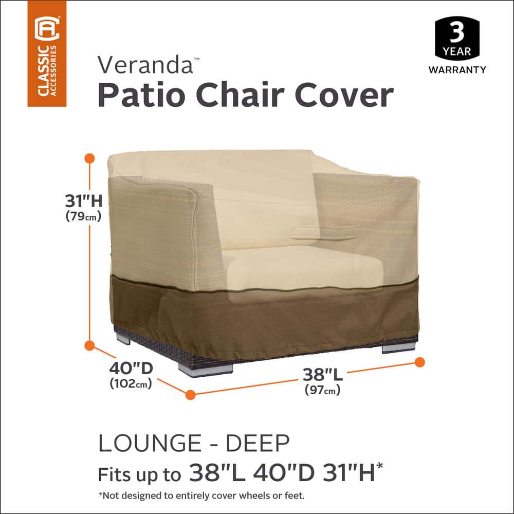 Tan and Brown Water-Resistant Patio Chair Cover with Elastic Closure