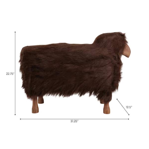 Liv & Skye Brown 31.25 in. x 22.75 in. Faux Fur Wood Decorative