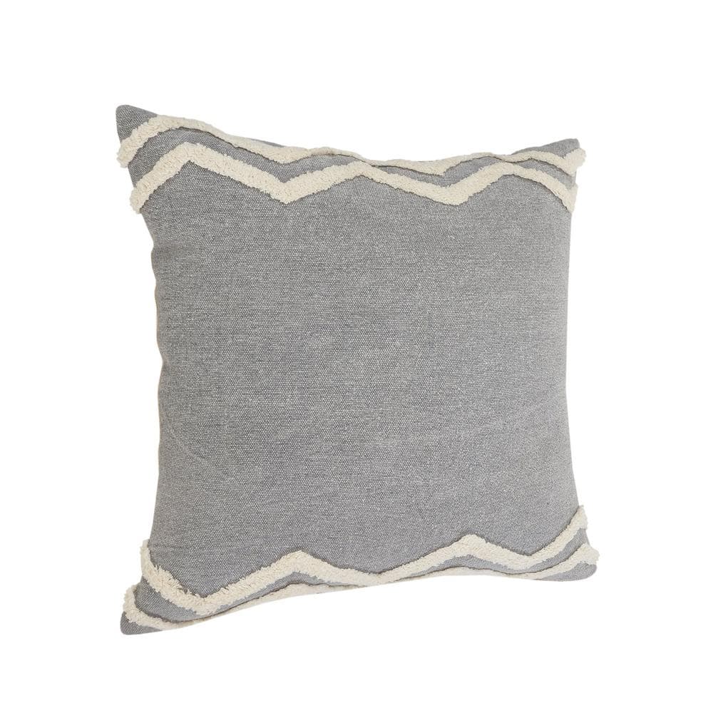 Elevated Classic Chevron Bordered 20" Square Throw Pillow in Gray & White