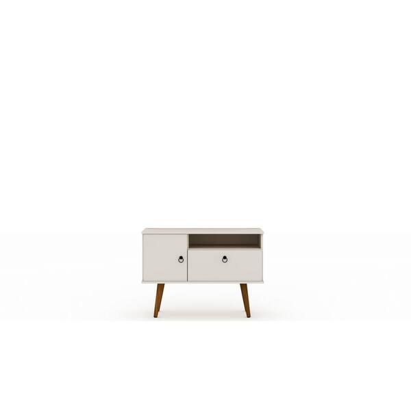 Luxor Montauk 35 in. Off-White Particle Board TV Stand Fits TVs Up to 32 in. with Storage Doors