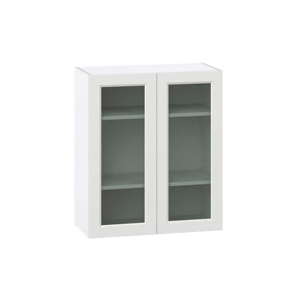 J COLLECTION Laramie 30 in. W x 14 in. D x 35 in. H Assembled Glass Door Specialty Wall Kitchen Cabinet in Painted Bright White