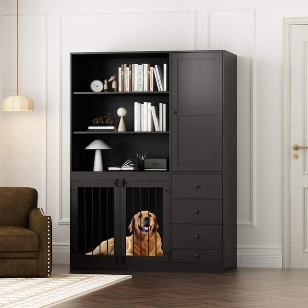 Large Dog Crate Furniture with Drawers, Storage Shelves for Small, Medium  and Large Dog, Wooden Garage Storage Cabinet