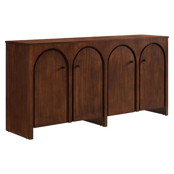 Appia Wood Grain 4-Door Sideboard Storage Cabinet in Walnut