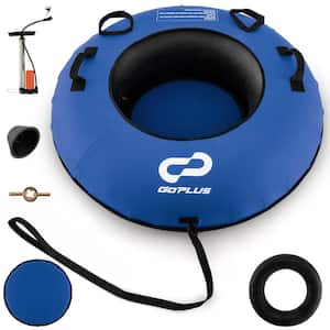 40 in. Inflatable Snow Tube for Sledding with Tire Pump & Tow Strap Blue