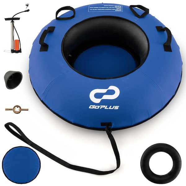 Costway 40 in. Inflatable Snow Tube for Sledding with Tire Pump & Tow Strap Blue