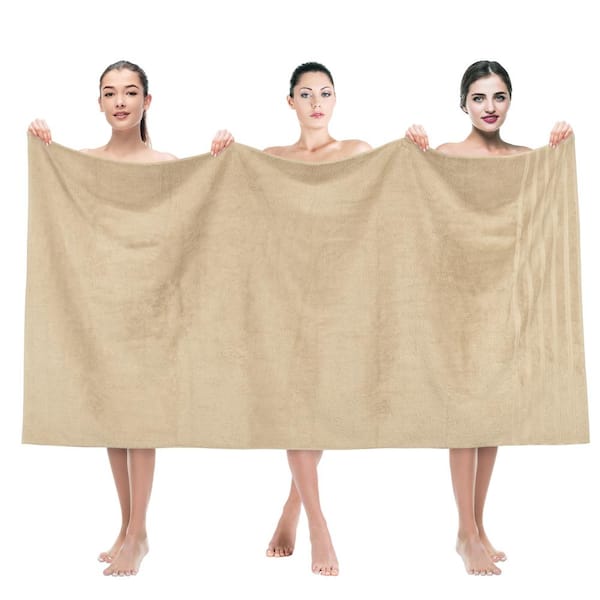 American Soft Linen 35 x 70 in. 100% Turkish Cotton Bath Towel Sheets, Sand Taupe