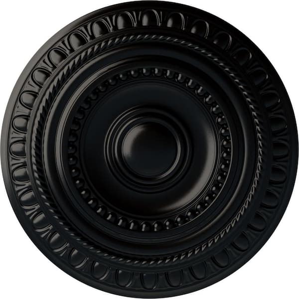 Ekena Millwork 15-3/4" x 1-3/8" Artis Urethane Ceiling Medallion (Fits Canopies upto 6-7/8"), Hand-Painted Jet Black