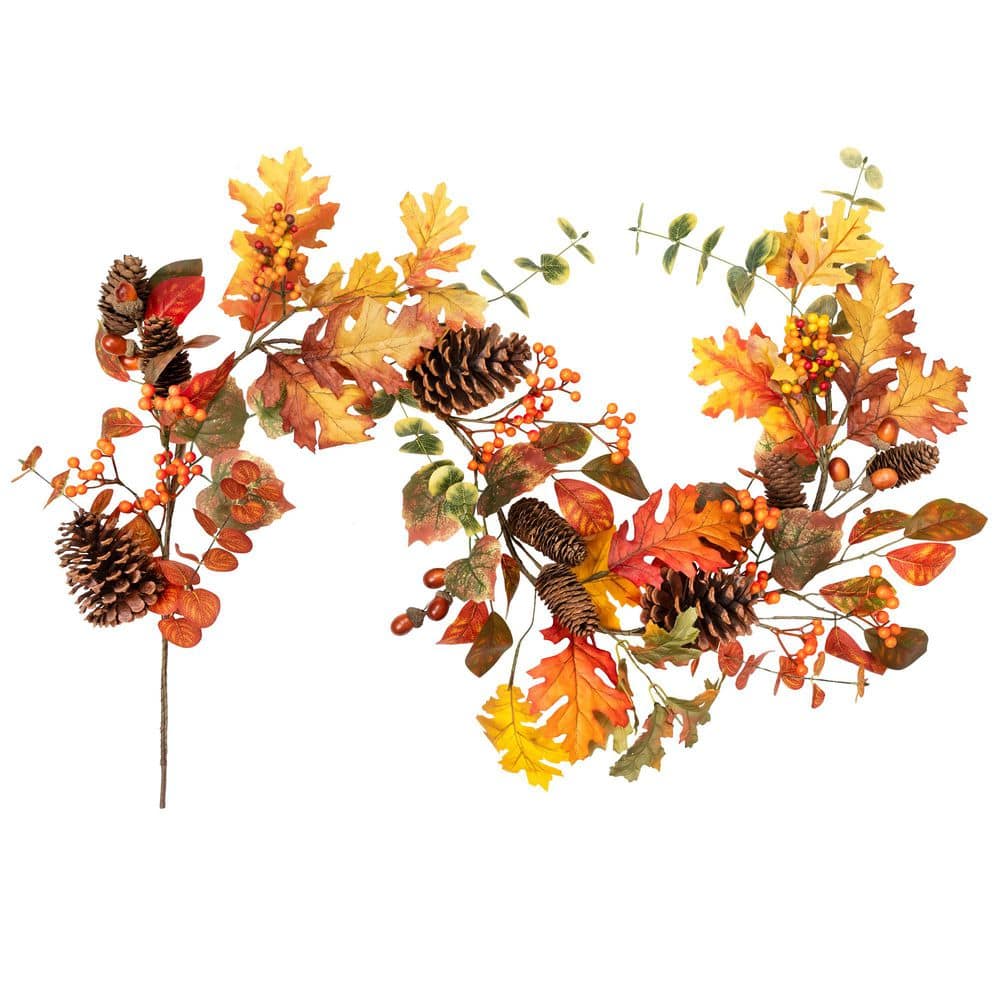 Acorns Pinecones and Mixed Autumn Foliage Artificial Fall Harvest Garland - 5 ft. x 8 in. price history on PriceWatchPro