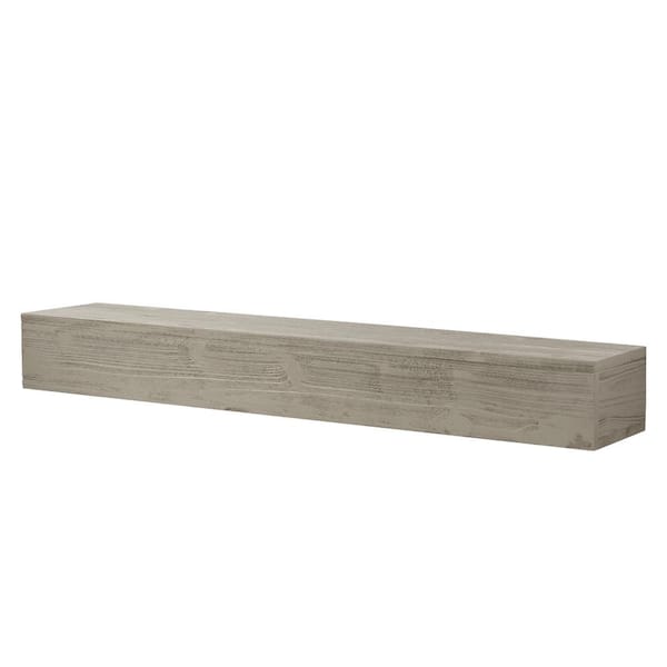 Unbranded 60 in. W x 9 in. D Gray Wood Decorative Wall Shelf Rustic Floating and Wall-Mounted Fireplace Mantel Wood Floating Shelf