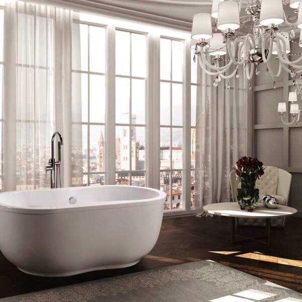 Brescia 65.04 in. Acrylic Flatbottom Non-Whirlpool Freestanding Bathtub in Glossy White Brescia 65.04 in. Acrylic Flatbottom Non-Whirlpool Freestanding Bathtub in Glossy White