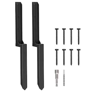 4.7 in. x 17.7 in. x 34 in. Heavy Duty Black Fence Post Repair Kit Anchor Ground Spike, for Fixing Broken Fence (2-Pack)