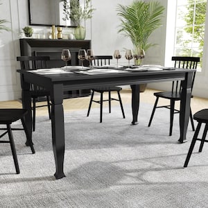 Grace Commercial Grade Black Matte Wood 36.25 in. 4-Legs Heavy Duty Solid Wood Dining Table with Seating for 6