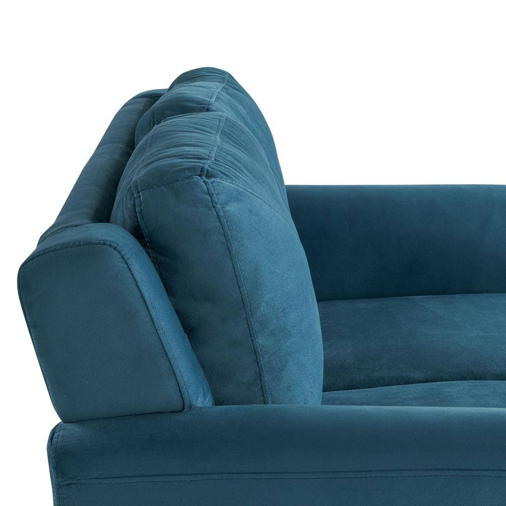 Harper Blue Microfiber Tufted Loveseat with Flared Arms