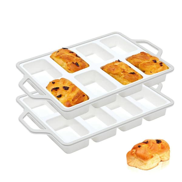 Silicone Mini Loaf Pans with Metal Reinforced Frame, Non-stick Silicone Bread Pan for Baking, Grey (2-Pack)