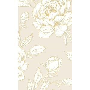 Seaside Sand Bold Floral Abstract Printed Non-Woven Paper Non-Pasted Textured Wallpaper 60.75 sq. ft.