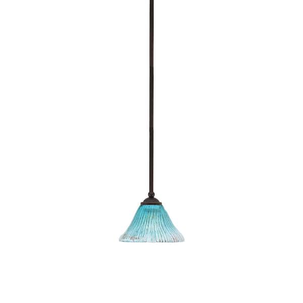 Unbranded Clevelend 100-Watt 1-Light Brown Pendant Mini Pendant Light with Teal Crystal Glass Shade and Light Bulb Not Included