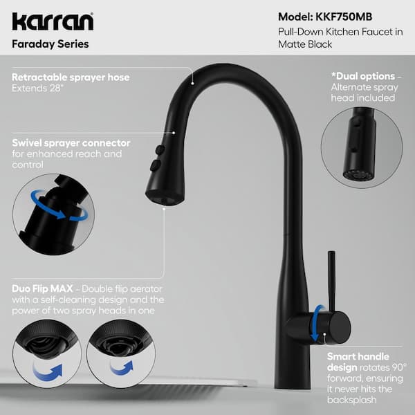 Faraday Single Handle Pull-Down Sprayer Kitchen Faucet in Matte Black