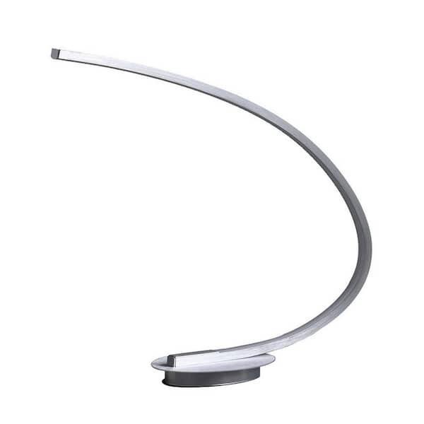 16 in. Silver LED Arc Tube Table Lamp with In-line On/Off Switch for Bedroom, Livingroom Table Lamp