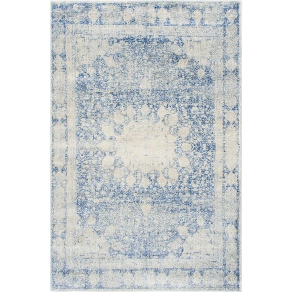 Unique Loom Asheville Rockwell Navy Blue 4' 0 x 6' 0 Area Rug
