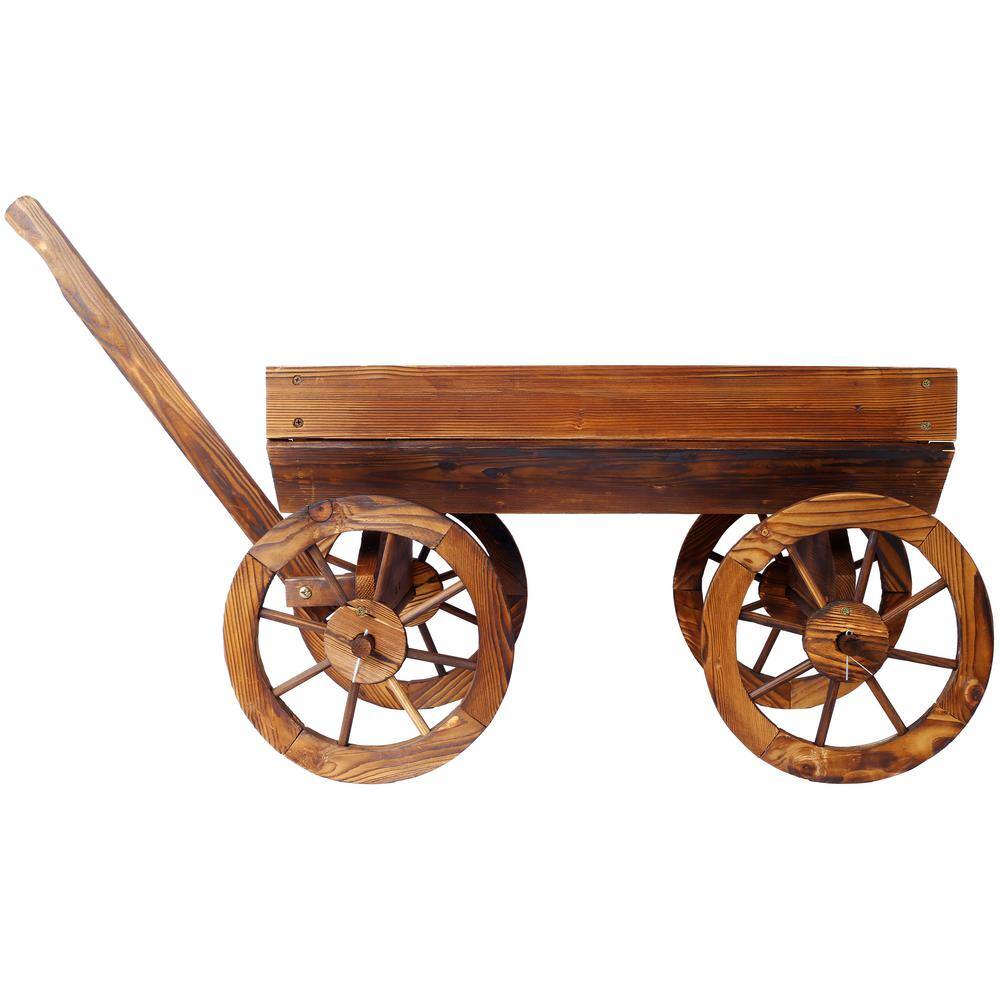 Rustic Fir Wood Wagon Planter with Wheels