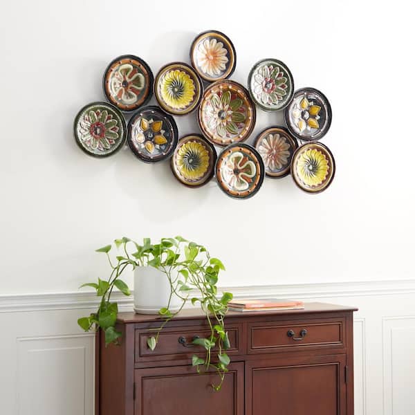 Litton Lane 25 in. x 46 in. Multi Colored Metal Rustic Abstract Wall Decor