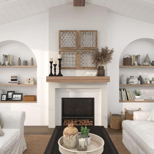 Wood Brown Trellis Cut-out Geometric Wall Decor (Set of 4)