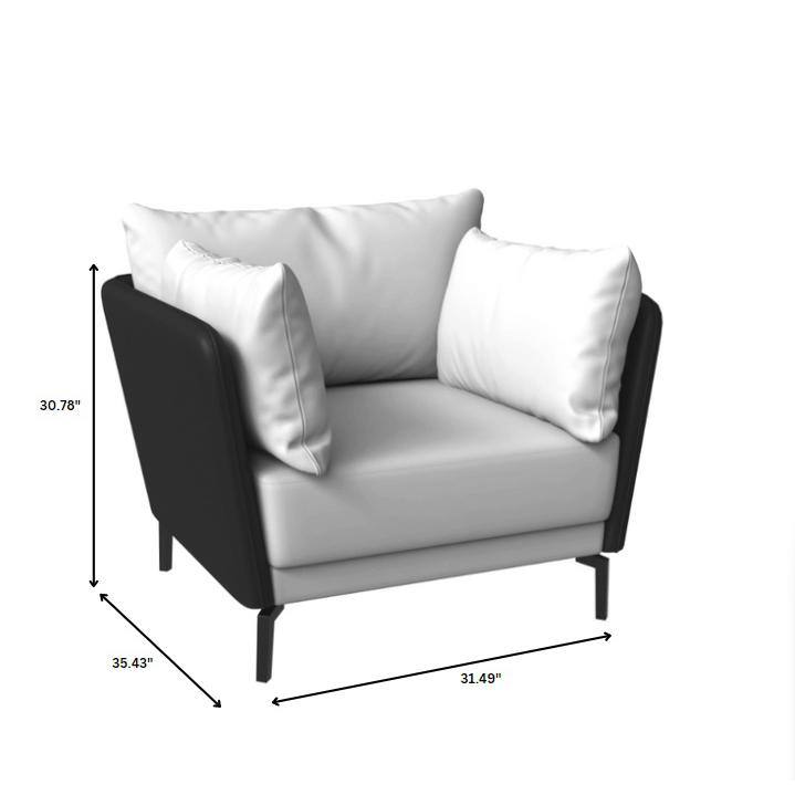 Luxify Black and Gray Faux Leather Barrel Accent Chair