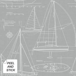 Yacht Club Daydream Gray Vinyl Peelable Roll (Covers 30.75 sq. ft.)