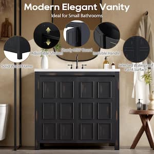 36 in. W x 18 in. D x 34 in . H Freestanding Bath Vanity in Retro Espresso with White Resin Top Basin