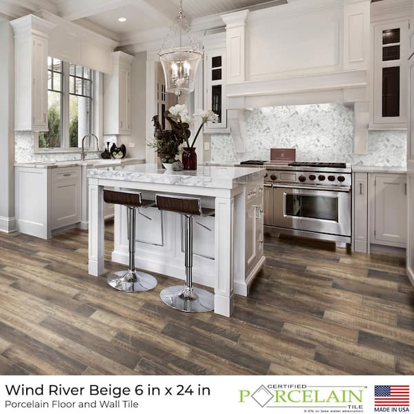 Florida Tile Home Collection Wind River Beige 6 in. x 24 in. Porcelain  Floor and Wall Tile (14 sq. ft./case) CHDEWND016X24 - The Home Depot