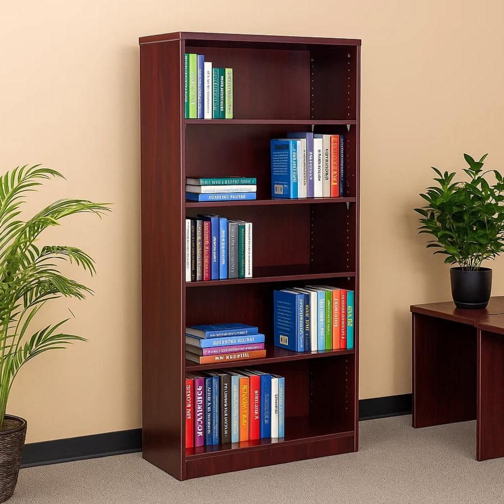 Benjara Vin 65 in. Tall Mahogany Red Wood and Fused Melamine 5