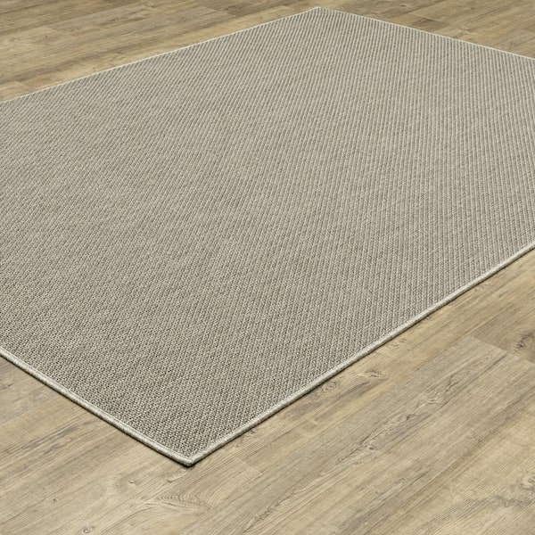 Cliffs Gray/Light Gray 10 ft. x 13 ft. Solid Polypropylene Indoor/Outdoor Area Rug