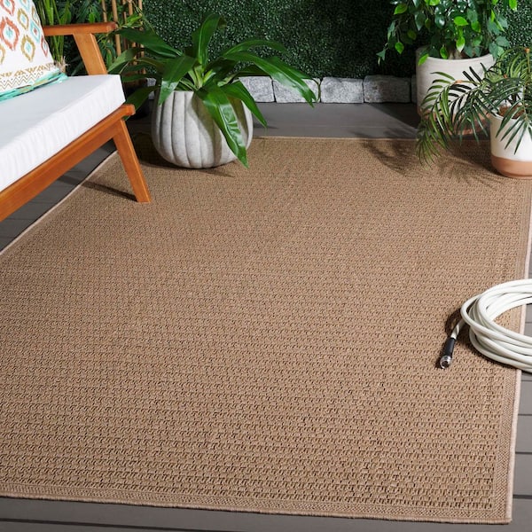 Atrium Sisal Beige 9 ft. x 12 ft. Solid Striped Indoor/Outdoor Area Rug