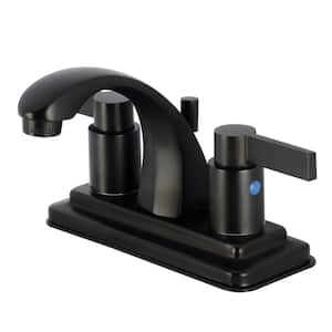 NuvoFusion 4 in. Centerset 2-Handle Bathroom Faucet with Pop-Up Drain in Matte Black