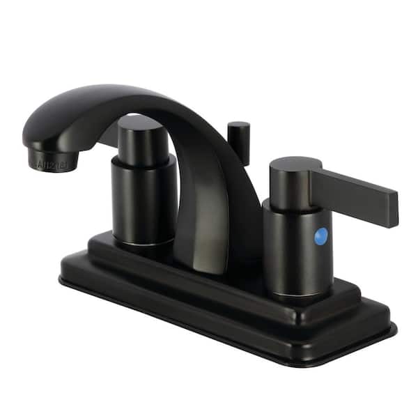 Kingston Brass NuvoFusion 4 in. Centerset 2-Handle Bathroom Faucet with Pop-Up Drain in Matte Black