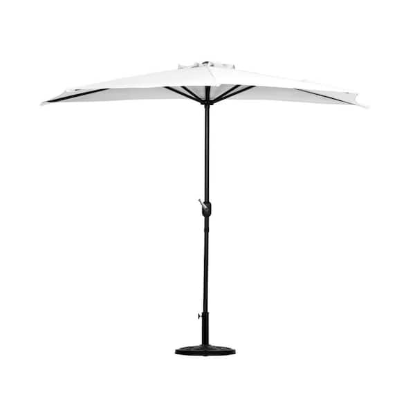 WESTIN OUTDOOR Peru 9 ft. Market Half Patio Umbrella in White with Base Included