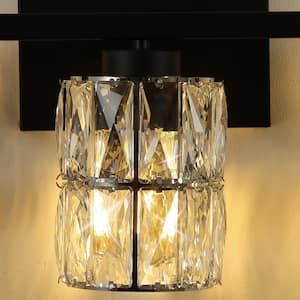 Merrin 22.83 in. 3-Light Black Bathroom Vanity Light with Cystal Glass Shades