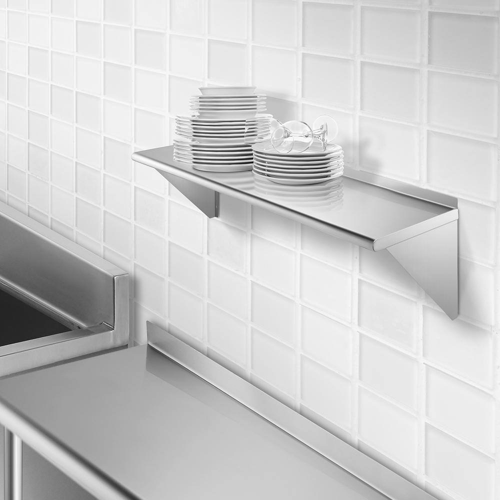 MaxiSpace 48" Silver Stainless Steel Commercial Kitchen Wall Shelf