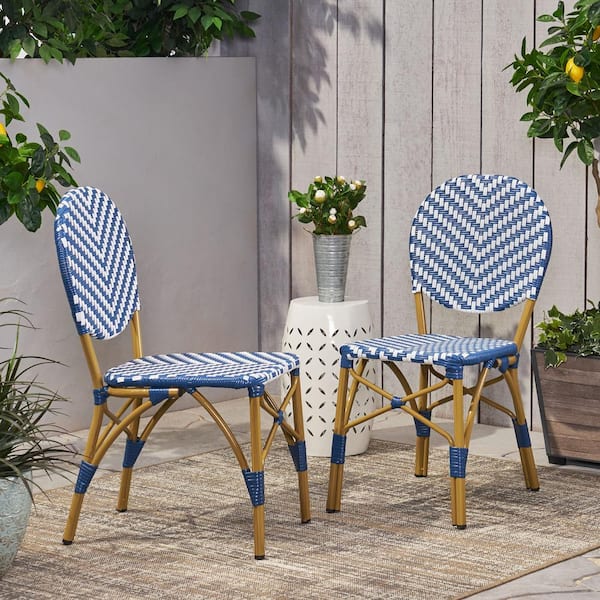 Unbranded Outdoor French Bistro Chair with Aliminum Frame for Patio Porch (2-Pack)